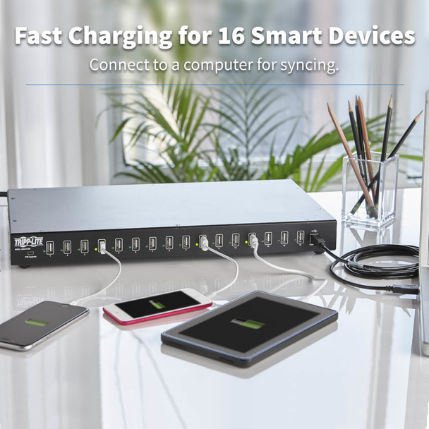 Tripp Lite 16-Port USB Charging Station with Syncing Function - 5V 40A / 200W USB Charger Output U280-016-RM 037332182715
