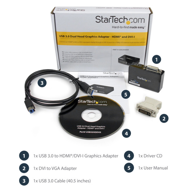 StarTech.com USB 3.0 to HDMI / DVI Adapter - 2048x1152 USB32HDDVII 065030847667