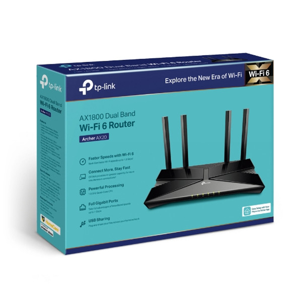 TP-LINK AX1800 Dual-Band Wi-Fi 6 Router ArcherAX20 840030700316
