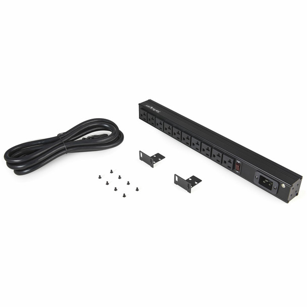 StarTech.com 10 Outlet Rack Mount Power Strip 125V/16 Amp - 1U Horizontal 19" Rackmount PDU - NEMA 5-20P Input - 10x NEMA 5-15/20R Outlets - Rack Mount PDU - UL Listed - 8ft Power Cord RKPW101920 065030886963