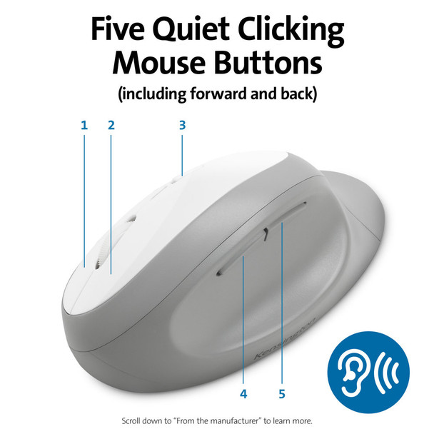 Kensington MC K75405WW Pro Fit Ergo Wireless Mouse Gray Retail