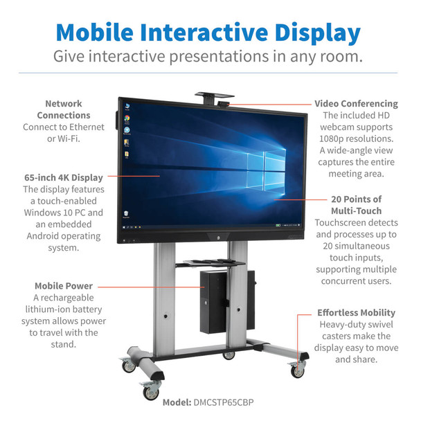 Tripp-Lite AC DMCSTP65CBP Mobile Interactive Display w Stand & Battery System