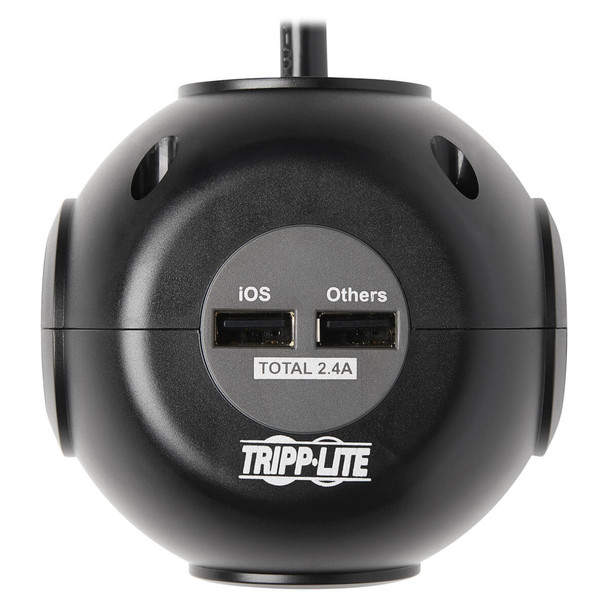 Tripp-Lite UP TLP36USB 6ft 3-Outlet Spherical Surge Protector Black Retail