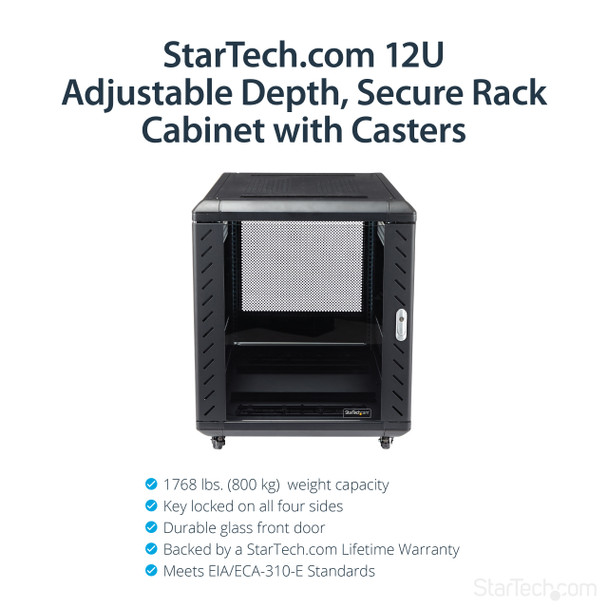 StarTech Accessory RK1236BKF 12U 36in Knock-Down Server Rack Cabinet w Caster