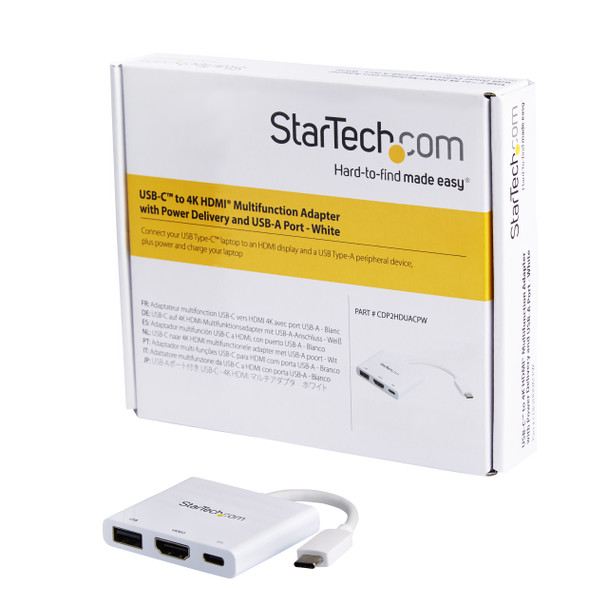StarTech Accessory CDP2HDUACPW USB-C to 4K HDMI ADT w Power Delivery&USB-A WH