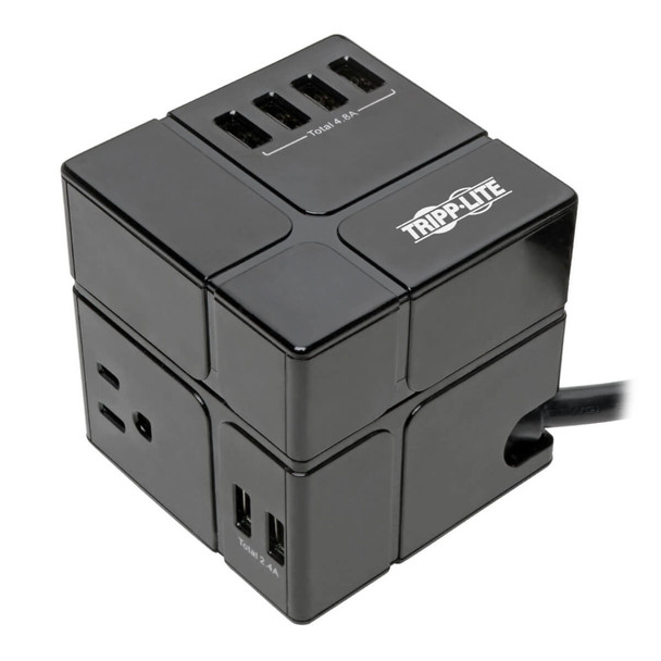 Tripp-Lite UP TLP366CUBEUSBB 6ft 3-Outlet Surge Protector Black Retail