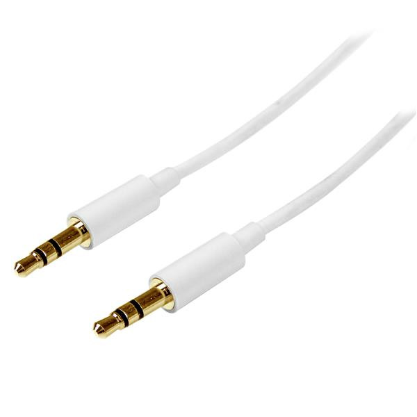 StarTech Cable MU1MMMSWH 1m Slim 3.5mm Stereo Audio Cable Male to Male White