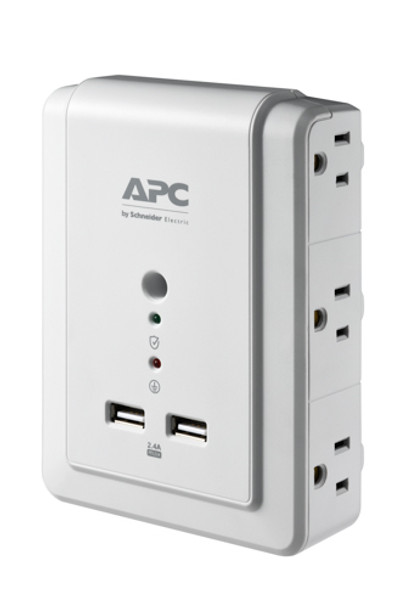 APC UP P6WU2 Essential SurgeArrest 6 Outlet Wall Mount with USB 120V Retail