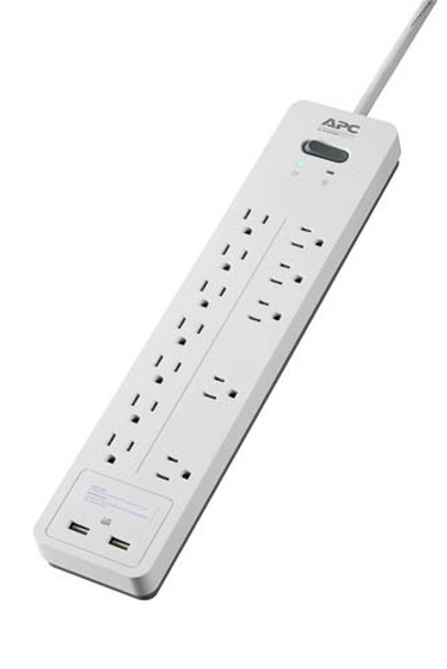 APC UP PH12U2W Home Office SurgeArrest 6ft 12outlet 120V w 2xUSB Charging RTL