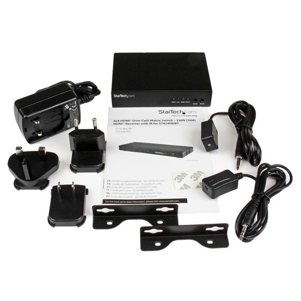 StarTech STHDBTRX HDMI Over Cat5 Cat6 Receiver for ST424HDBT 230ft BK Retail