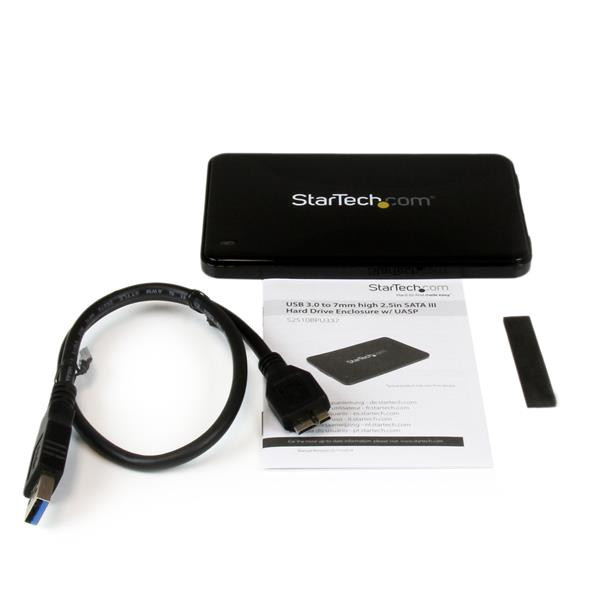 StarTech S2510BPU337 2.5 USB3.0 SATA Hard Drive Enclosure f Slim 7mm SSD HDD