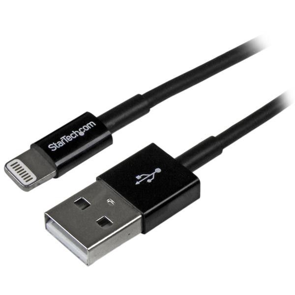 StarTech Cable USBLT1MBS 1m Black Apple 8Pin Slim to USB for iPhone iPod iPad