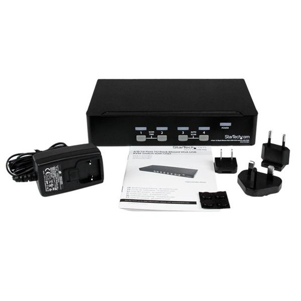 Startech SV431DUSBU 4 Port 1U Rack Mount USB KVM Switch with OSD Retail