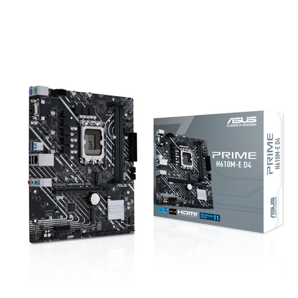 ASUS MB PRIME H610M-E D4 H610 LGA1700 Max64GB DDR4 PCIe DP D-Sub HDMI mATX RTL