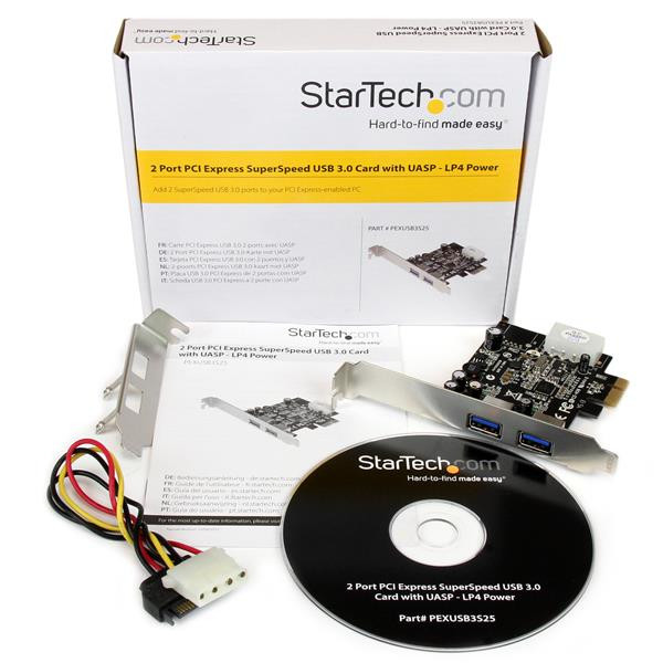 StarTech PEXUSB3S25 2PT PCIE SuperSpeed USB3.0 Card Adapter w UASP LP4 Power