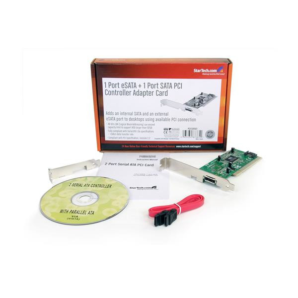 Startech PCIESATA2I 1Port eSATA+1Port SATA PCI SATA Controller Card Retail