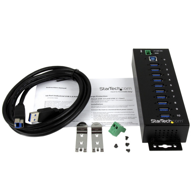 StarTech Accessory ST1030USBM 10PT USB 3.0 Hub ESD & Surge Protection Retail