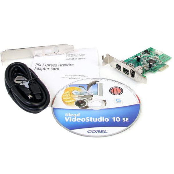 Startech PEX1394B3LP 3 Port 2b 1a Low Profile 1394 PCIE FireWire Card Adapter