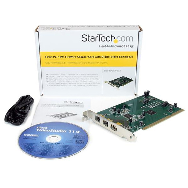 StarTech I O Card PCI1394B_3 3P PCI 1394b FireWire Adap W DigiVideoEditing Kit