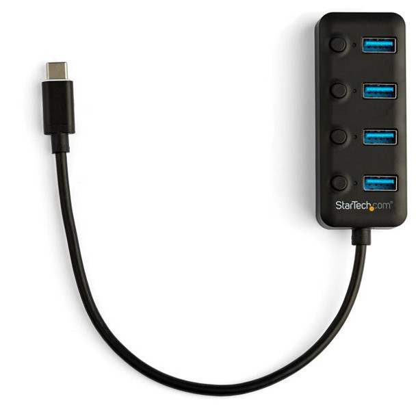 StarTech AC HB30C4AIB 4PT USB-C Hub - 4x USB-A w Individual On Off Switches