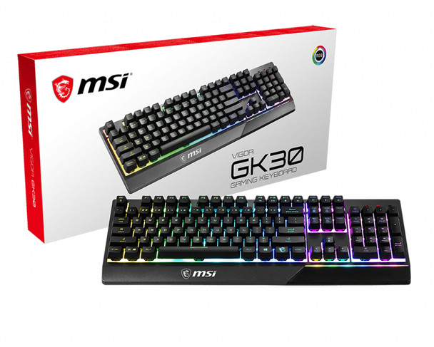 MSI KB Vigor GK30 Gaming Keyboard Wired Membrane 6 zones RGB lighting Retail