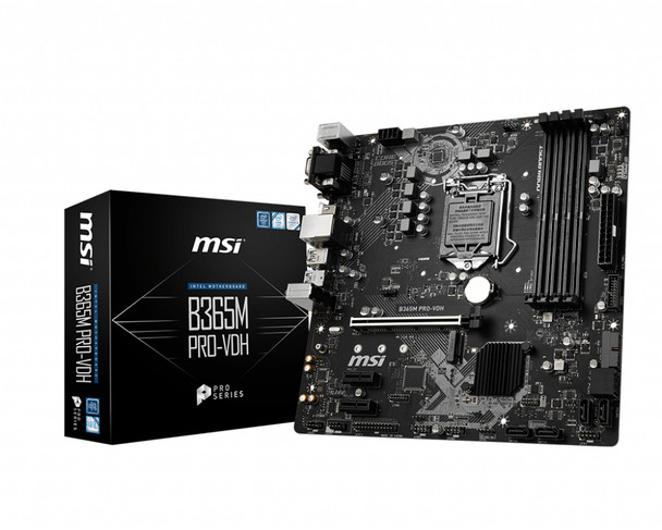 MSI MB B365M PRO-VDH Intel B365 S1151 64GB DR4 D-SUB DVI HDMI mATX Retail