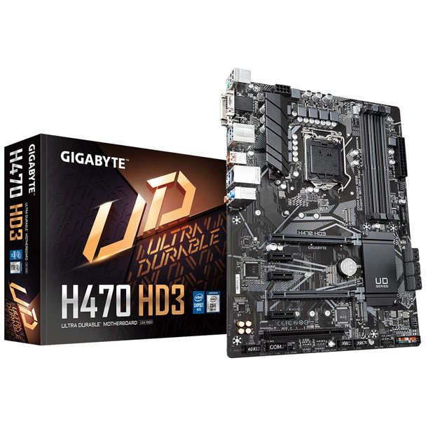 Gigabyte MB H470 HD3 Ci9 i7 i5 i3 LGA1200 H470 Max128GB DDR4 ATX Retail