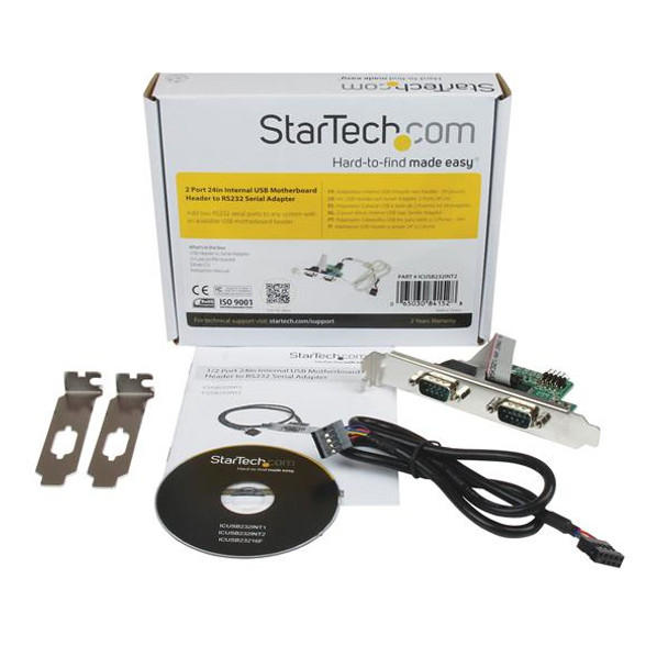 StarTech ICUSB232INT2 24inch Internal USB Header to 2PT RS232 Adapter Retail