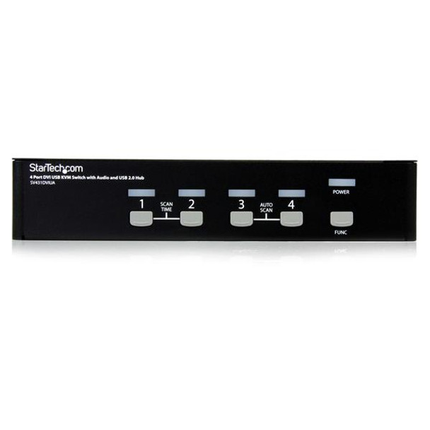 StarTech SV431DVIUA 4Port DVI USB KVM Switch w Audio + USB2.0 Hub Black Retail