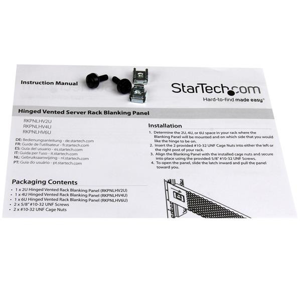 StarTech AC RKPNLHV4U Vented Blank Panel with Hinge for Server Racks 4U Retail