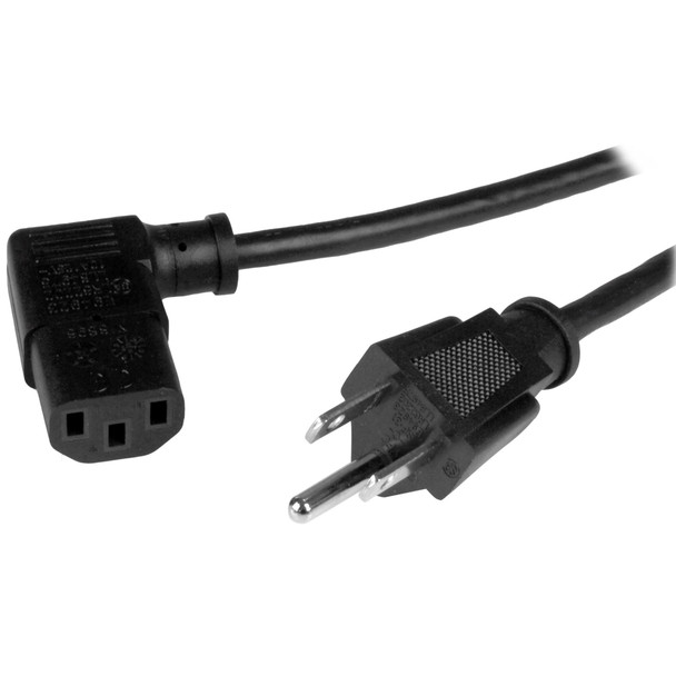 StarTech Cable PXT101L3 3ft Computer Power Cord NEMA 5-15P to Right-Angle C13