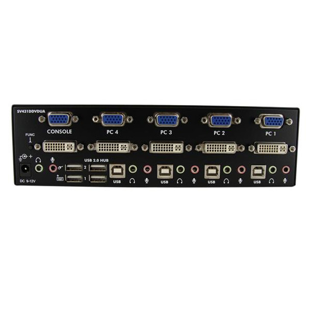 Startech KVM Switch SV431DDVDUA 4P DVI VGA Dual Monitor USB Audio&USB Hub RTL