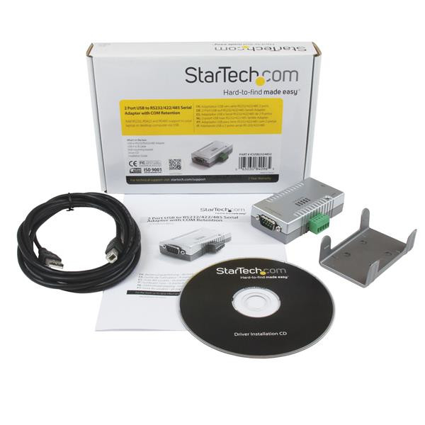 StarTech ICUSB2324852 2PT USB to RS232 RS422 RS485 Serial ADP w COM Retention