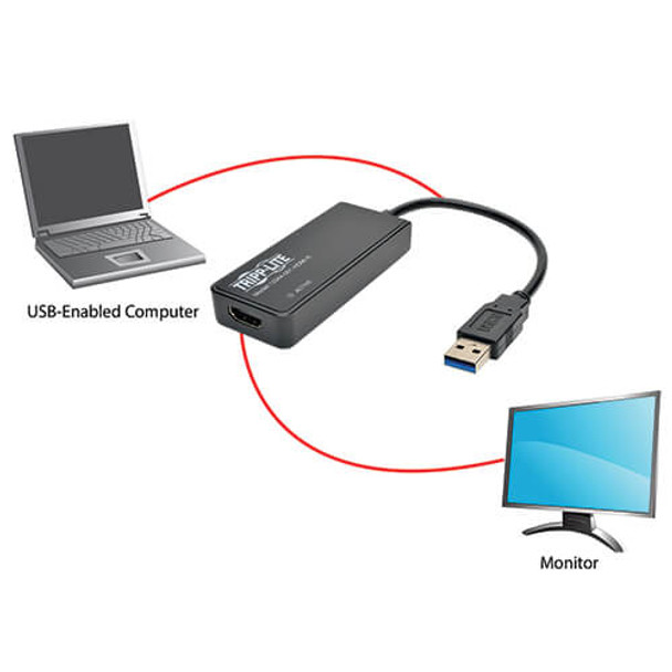 Tripp-Lite AC U344-001-HDMI-R USB3.0 to HDMI DualMntr Extl VidGraphicsCd Adptr