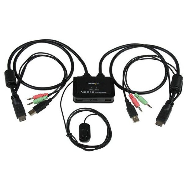 StarTech CB SV211HDUA 2PT USB HDMI Cable KVM Switch w Audio and Remote Switch