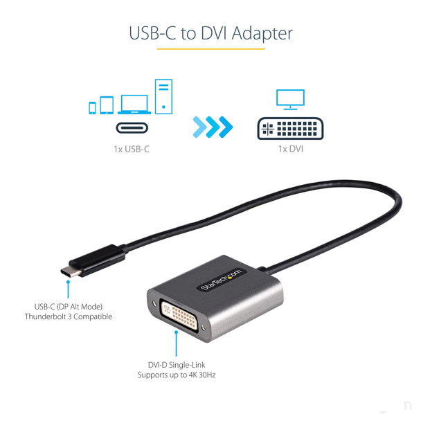 StarTech AC CDP2DVIEC USB-C to DVI-D Adapter Dongle Video Converter 12 Cable