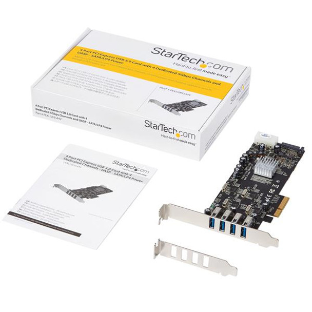 StarTech PEXUSB3S44V 4PT Quad Bus PCIE USB3.0 Card Adapter w UASP LP4 Power