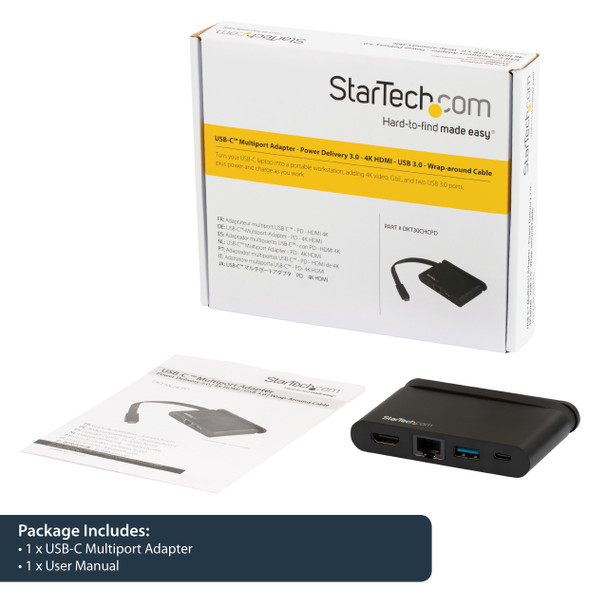 StarTech AC DKT30CHCPD USB-C Multiport Adapter w HDMI 1xA 1xC 100W PD3.0 RTL