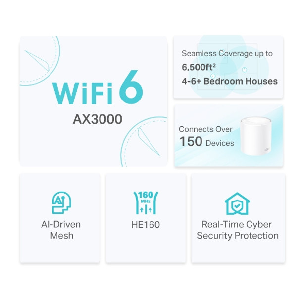 TP-Link NT Deco X50(3-pack) AX3000 Whole Home Mesh Wi-Fi 6 System Retail