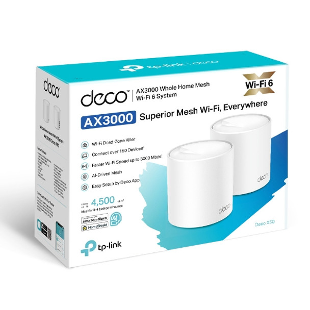 TP-Link NT Deco X50(2-pack) AX3000 Whole Home Mesh Wi-Fi 6 System Retail