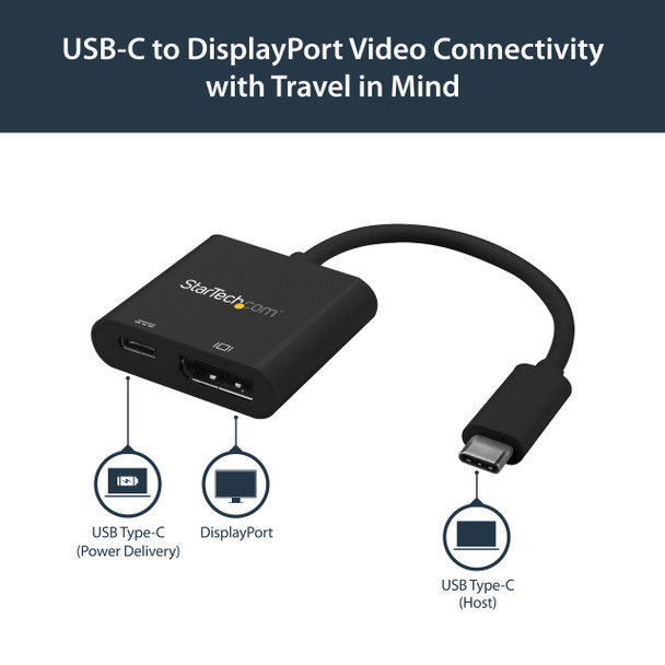 StarTech AC CDP2DPUCP USB C to DisplayPort Adapter w USB Power Delivery Retail