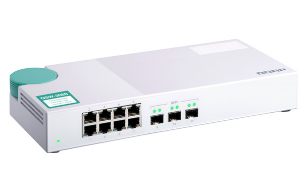 QNAP SWT QSW-308S-US 3 10GbE SFP+ ports & 8 Gigabit ports NBASE-T technologies
