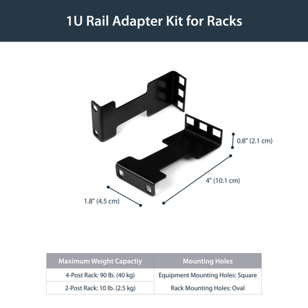 StarTech RDA1U Rail Depth Adapter Kit for Server Racks 1U Retail