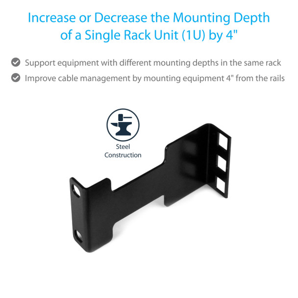 StarTech RDA1U Rail Depth Adapter Kit for Server Racks 1U Retail