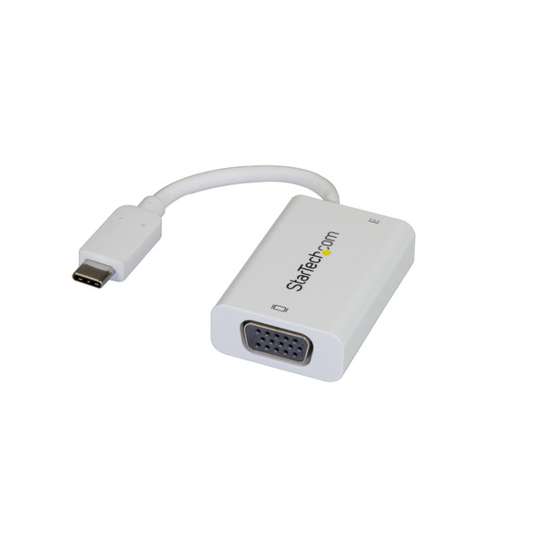 StarTech CB CDP2VGAUCPW USB-C to VGA Video Adapter w USB Power Delivery White