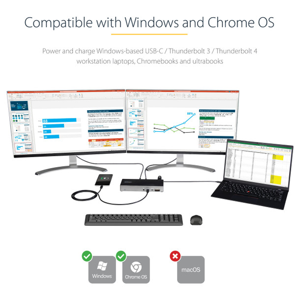 StarTech.com USB C Dock - Triple 4K Monitor USB Type-C Docking Station - 100W Power Delivery - DP 1.4 Alt Mode & DSC, 2x DisplayPort 1.4/HDMI 2.0 - 6xUSB (2x 10Gbps), SD - Windows/Chrome DK31C2DHSPD 065030891356