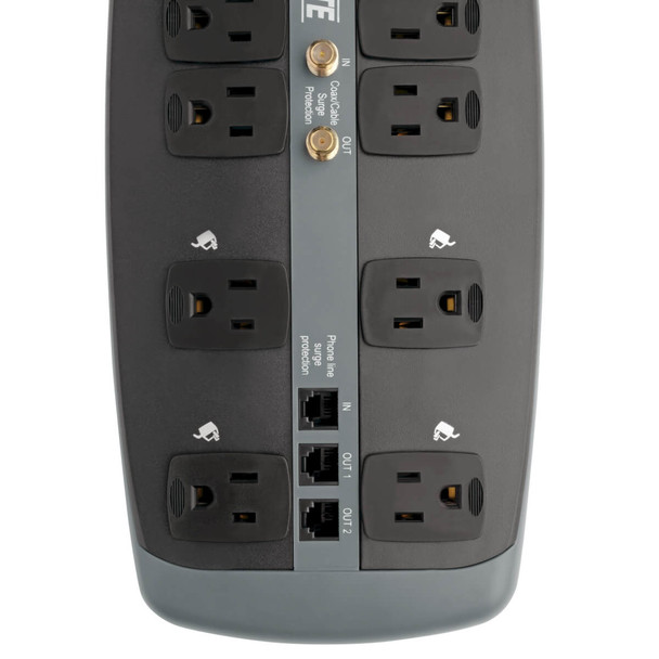 Tripp Lite Protect It! 10-Outlet Surge Protector, 8-ft. Cord, 3345 Joules, Tel/Modem/Coaxial Protection TLP1008TELTV 10037332119077
