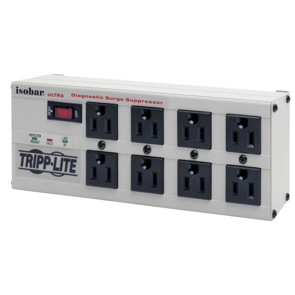 Tripp Lite Isobar 8-Outlet Surge Protector, 12 ft. Cord with Right-Angle Plug, 3840 Joules, Diagnostic LEDs, Metal Housing ISOBAR8ULTRA 037332010551