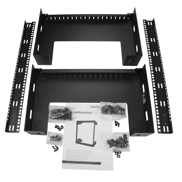 StarTech.com 12U 19" Wall Mount Network Rack - 12" Deep 2 Post Open Frame Server Room Rack for Data/AV/IT/Computer Equipment/Patch Panel with Cage Nuts & Screws 200lb Capacity, Black (RK12WALLO) RK12WALLO 065030872225