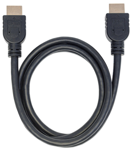 Manhattan HDMI Cable with Ethernet (CL3 rated, suitable for In-Wall use), 4K@60Hz (Premium High Speed), 1m, Male to Male, Black, Ultra HD 4k x 2k, In-Wall rated, Fully Shielded, Gold Plated Contacts, Lifetime Warranty, Polybag 353922 766623353922